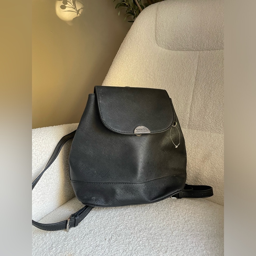 Guess Black Leather Backpack NWOT